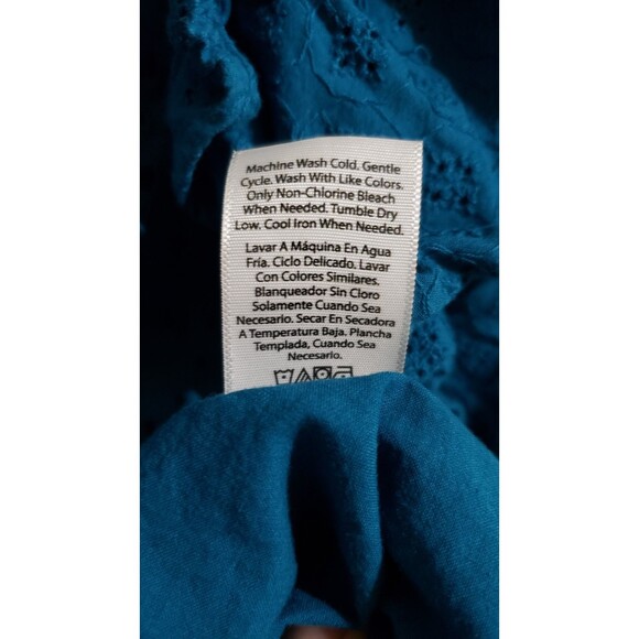 Terra & Sky Women’s Plus Size 4X (28W-30W) Eyelet Babydoll Dress Galapagos Blue - Picture 7 of 9